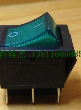 电子开关【戴尔】船型开关6脚带灯绿色220V翘板开关KCD2 15A250V