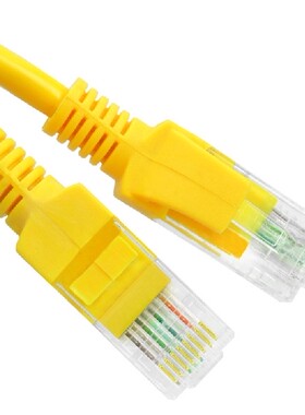 黄色1米纯铜网线成品超五类机制跳线宽带路由器交换机网络连接线