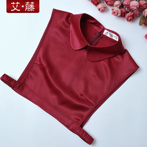 艾藤仿绸缎套头衬衣娃娃假领子
