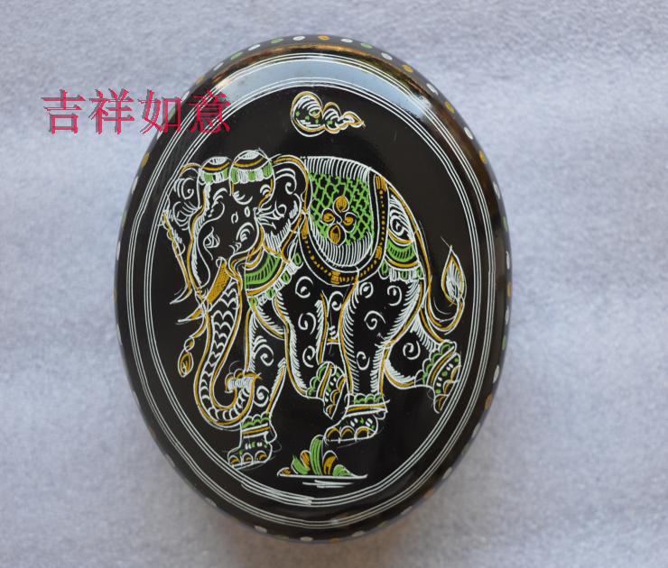 工艺品传统漆器缅甸蒲甘摆件圆盒