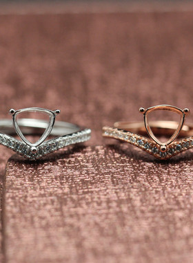 纯银镶嵌活口可调节戒指空托