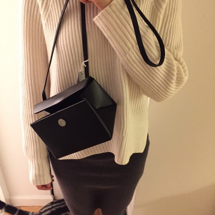 Triangle Stereoscopic Bag Leather Cowhide Cos Aj Shoulder With Simple Geometric Models Wild White