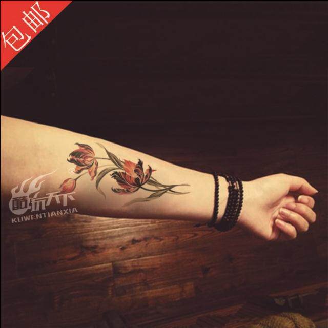 酷玩天下纹身贴 罂粟 图腾花防水女遮疤痕纹身刺青纹身贴纸