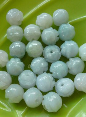 今石缘 天然翡翠A货散珠10MM双层玫瑰花蕾DIY辅料材料