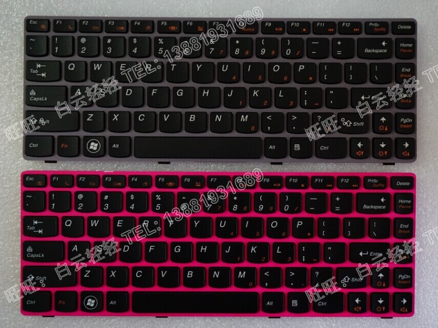 全新原装联想LENOVO Z470 Z475 Z370 笔记本键盘玫红粉灰浅紫浅灰