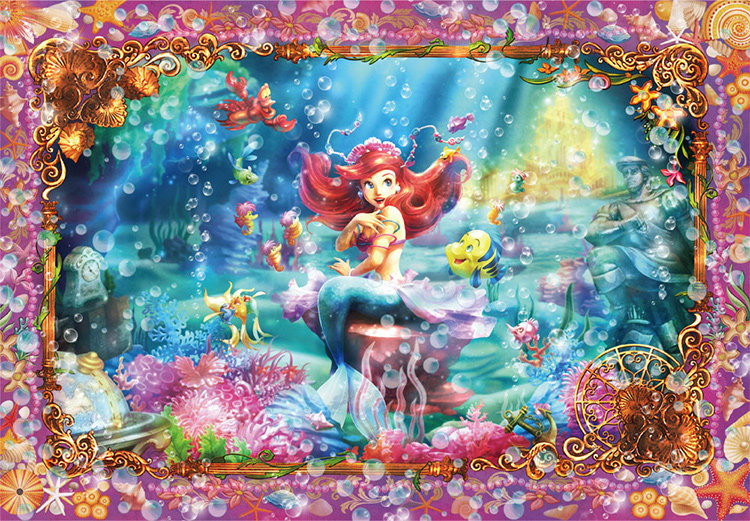 【disney日本代购】海底世界美人鱼公主透明塑料拼图500片