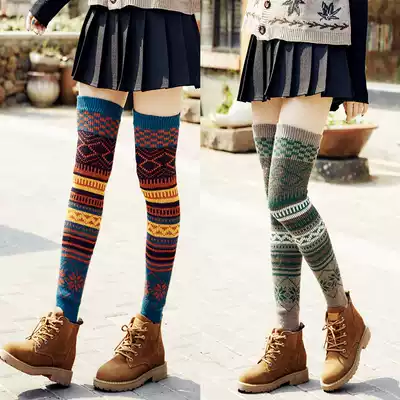 Korean version over the knee bubble socks women's wool socks boots cover Autumn and winter thickened warm leg cover Leg protection over the knee socks boots cover