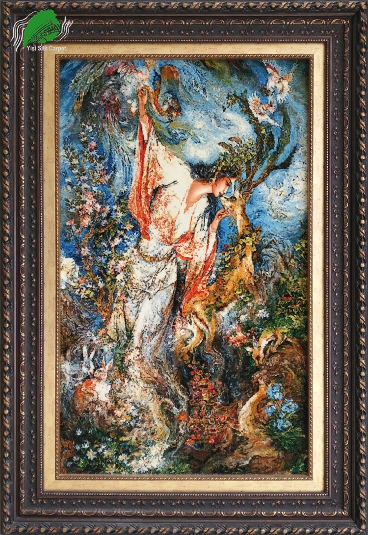 亿丝 纯正进口羊毛加丝书房玄关餐厅壁花神人物挂毯,居家布艺,挂毯/壁毯,淘宝优惠券,粉丝福利购,淘宝优惠卷