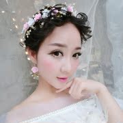 Good candy jewelry bridal tiara sweet hair accessories Korean beauty earrings set Handmade flowers wedding jewelry