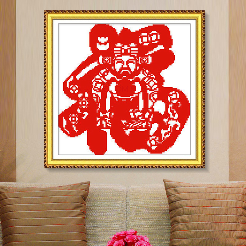 新款十字绣财神爷福字画中国风小幅简单新手客厅十字绣画印花系列