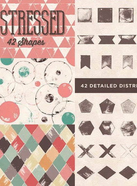 A2703矢量42个抽象几何形状三角形圆形菱形十字架图案 AI设计素材