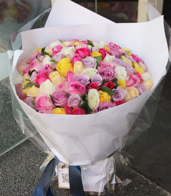 长春鲜花送花花店长春花坊99枝各色玫瑰 情人节99朵玫瑰送花