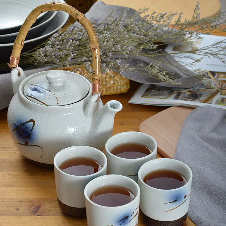 中国风釉下彩水墨瓷功夫茶艺茶杯日式桥梁茶组茶壶水杯水壶1000ML