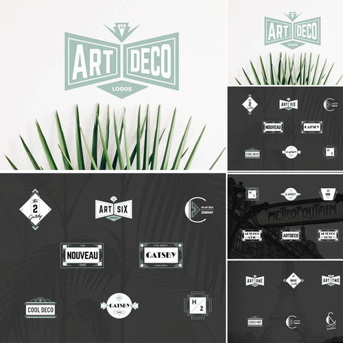A2564矢量20个Art Deco风格Logo图案 AI设计素材