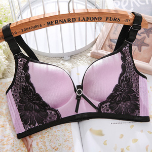 新款女士无钢圈文胸罩舒适性感蕾丝拉丝一片式无痕聚拢调整型内衣