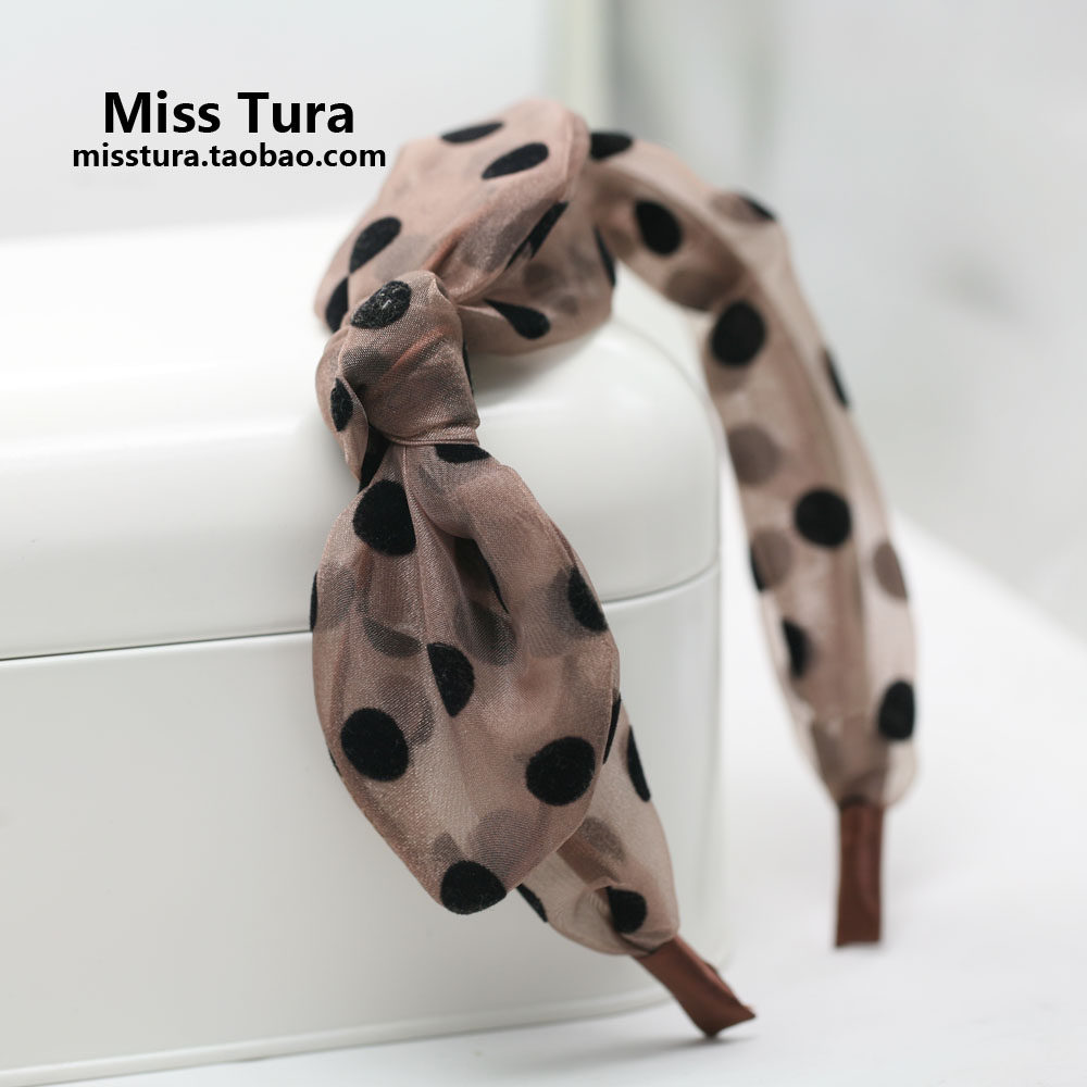 韩国进口欧根纱兔耳朵波点蝴蝶结