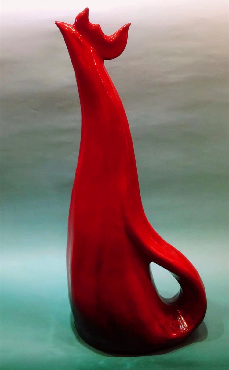 景德镇陶瓷雕塑大师刘远长生肖红公鸡摆件作品火凤凰家居装饰工艺