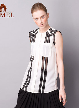 【非卖品】Camel骆驼户外撞色透视无袖上衣 亲肤时尚女款休闲衣
