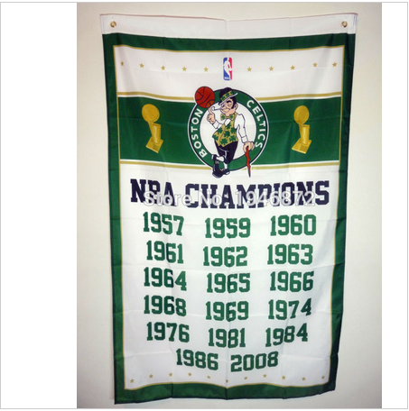 外贸nba波士顿凯尔特人队旗帜nba boston celtics champions flag