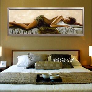 新款卧室满钻全贴方钻石画十字绣带钻睡美人美女人体艺术床头画