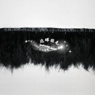 进口黑色火鸡绒包布边 服装辅料羽毛条 diy羽毛饰品 羽毛花边1米