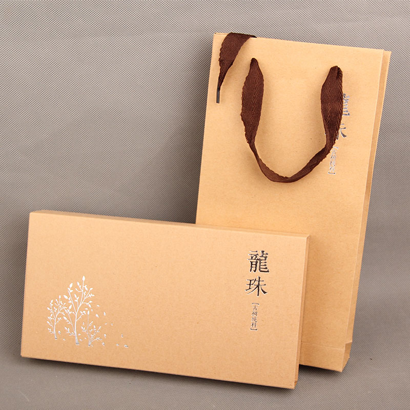 普洱茶茶叶包装礼盒空盒 简易折纸盒 烫银牛皮纸礼品盒 龙珠盒子