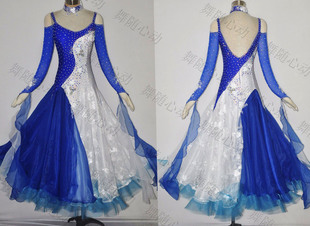 国标交际舞裙新款 表演演出比赛服 摩登华尔兹舞裙大摆连衣裙定做