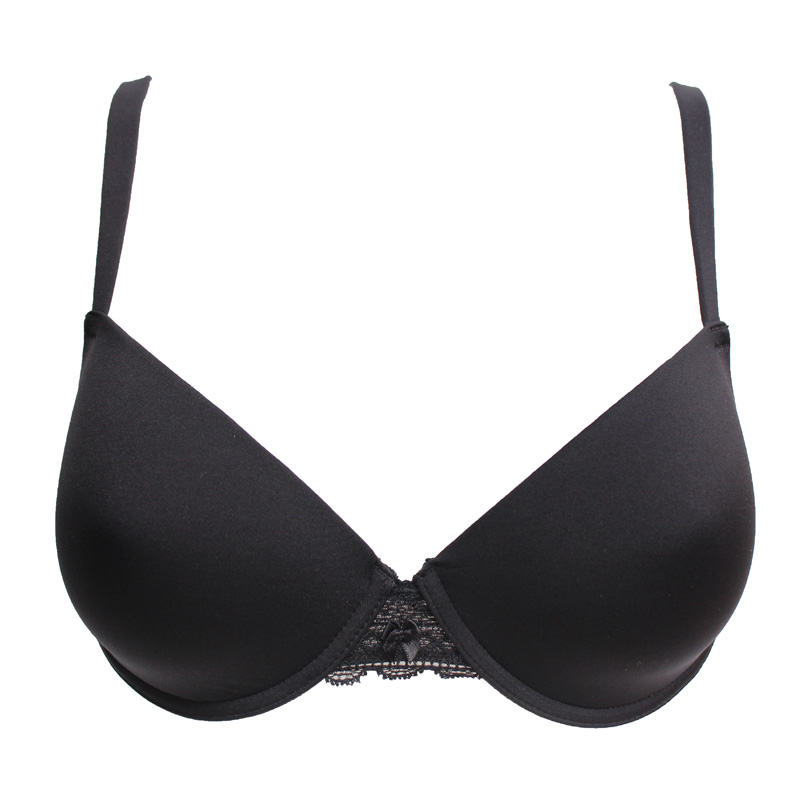 光面纯色蝴蝶结蕾丝边刺绣内衣