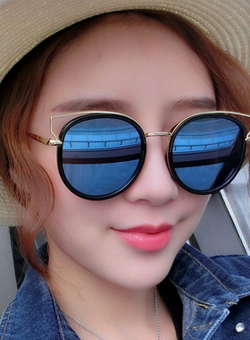 墨镜复古风女士圆脸彩膜太阳眼镜