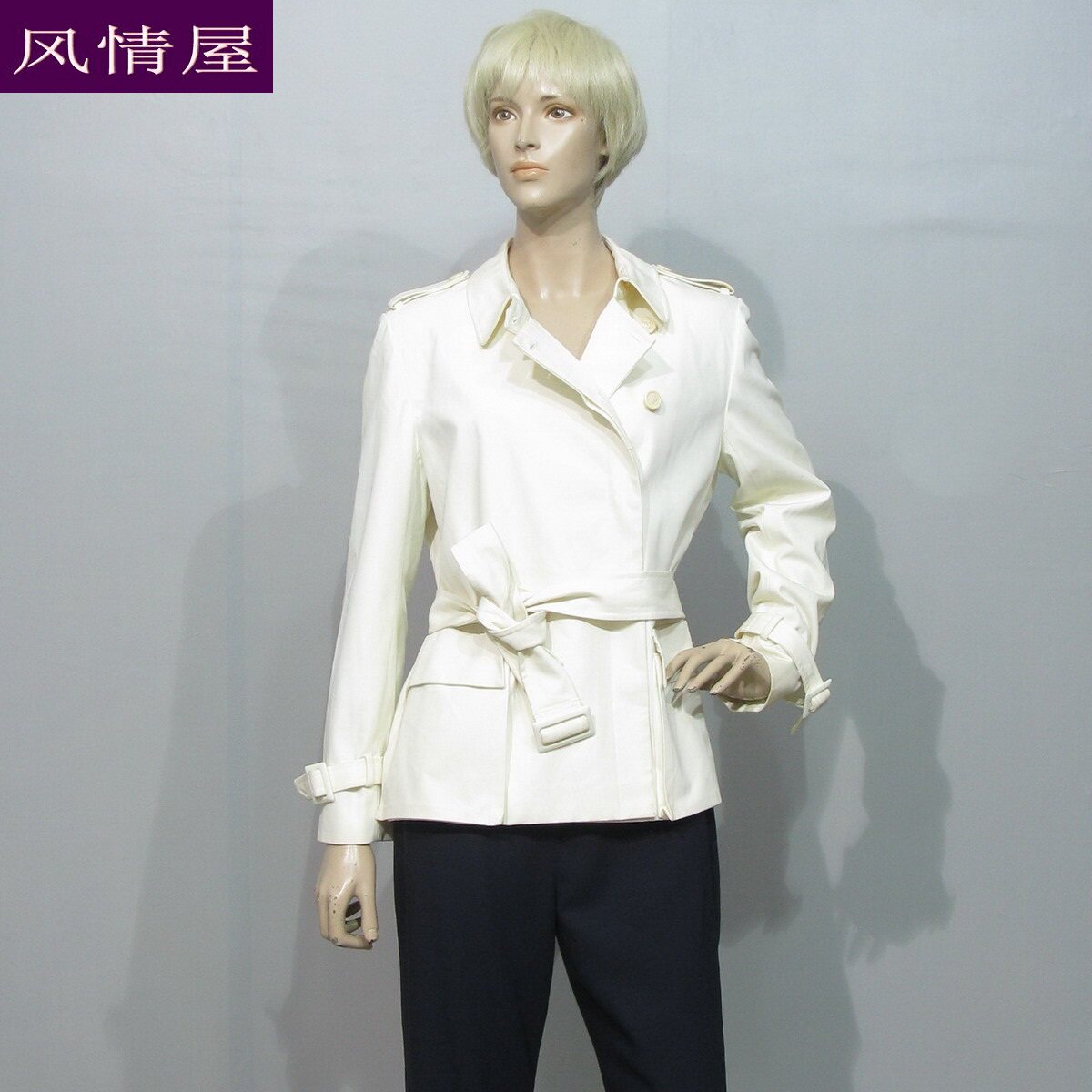 精品女装依兰ELANIE 米白色纯棉外套 专柜正品