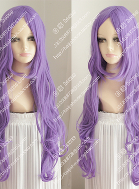 原宿cos假发 75cm 紫色长卷发 大波浪水纹卷空气卷 舞会表演假发