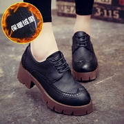 2015 vintage brush off England and down deep lace shoes with thick soles in shoes leisure shoes women boomers