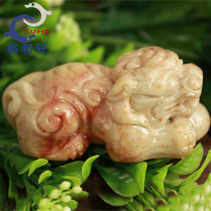 寿山石手件国石真品 芙蓉石 手工雕刻护身貔貅手把件【裕和轩】-7