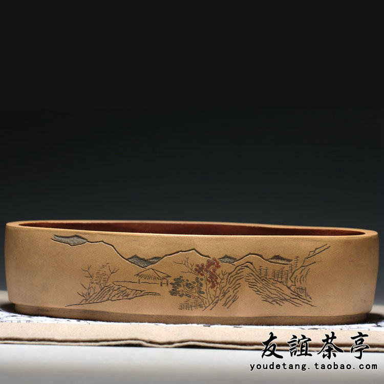友谊茶亭 老紫砂盆 乡下收来 原矿老泥料 花盆