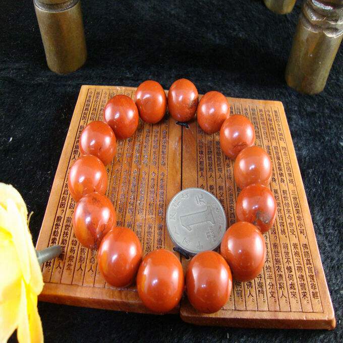 非洲鸡血红天然玛瑙手链手串16男款霸气沉稳送男友上佳带石皮中式