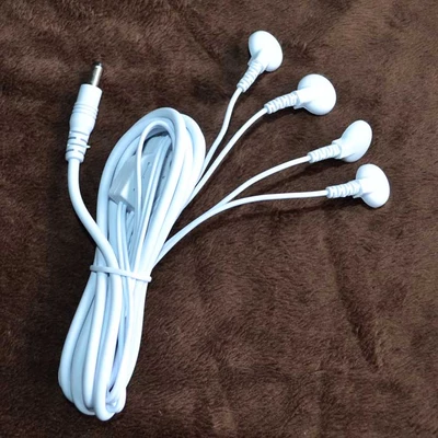 多功能理疗仪导线经络按摩器硅胶贴片连接线纽扣式电极线白色