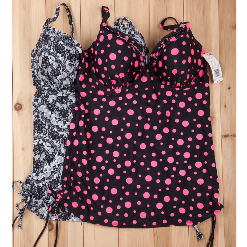 系带大罩杯背心分体泳衣