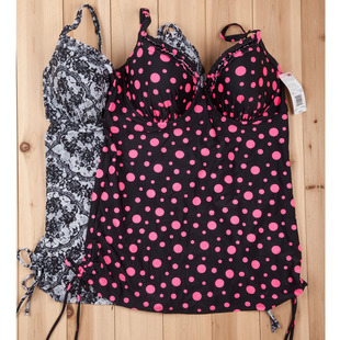 Y812双肩后背系带钢圈大罩杯分体泳衣外贸大码单件背心80-95BCDE