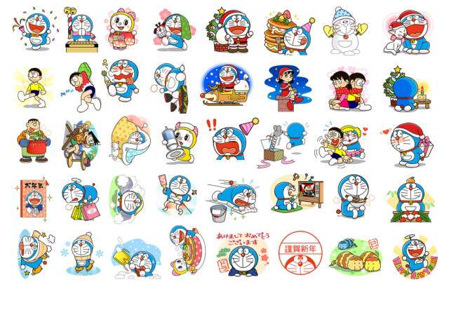 哆啦A梦 机器猫 LINE贴图 圣诞&新年篇 手机贴纸 手帐贴纸 Z 106