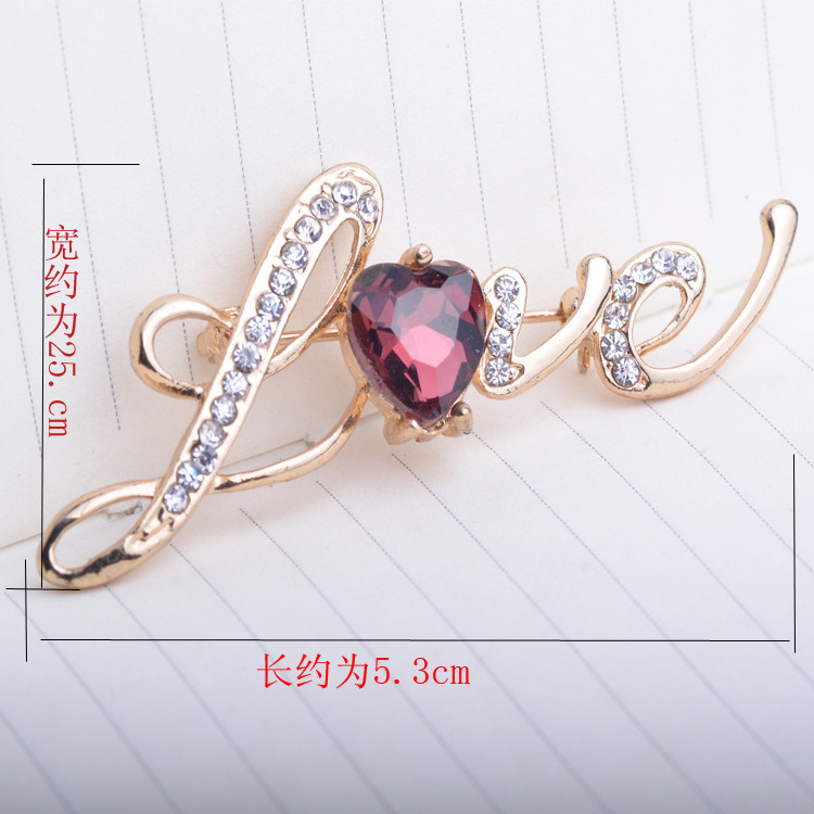 love猫眼石孔雀配饰花朵玻璃别针