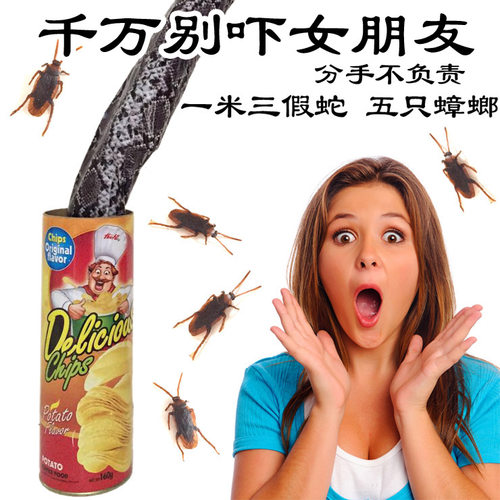 薯片蛇吓一跳整人送蟑螂小强玩具