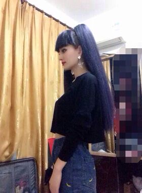 黑色 80cm 长 黑色 雅克 系辫式 马尾辫