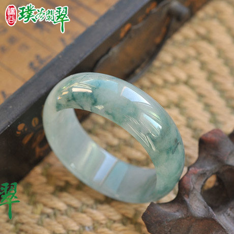 53.5冰种起荧光飘兰花贵妃宽条翡翠手镯a货4258小营