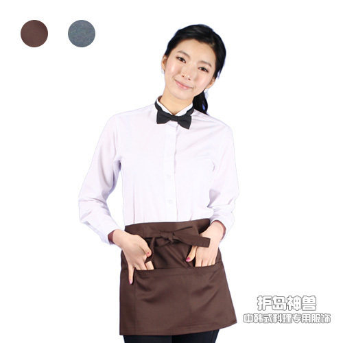 AE97短款韩版时尚围裙 咖啡厅服务员工作围裙 甜品店餐厅厨房围裙