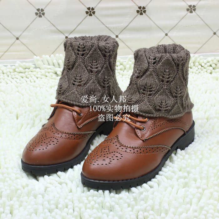 韩国时尚百搭女士短款树叶图案腿套秋冬韩版保暖袜套脚套靴套鞋套