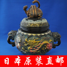 龙龟蛇四神兽 香炉 香道用品蜡型青铜制 高冈铜器熏香炉 日本直邮