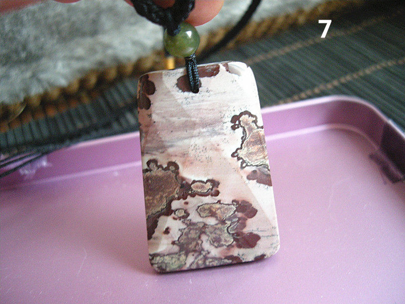 天然玉中景石 花草画石吊坠 山水墨间留 草花玉中存