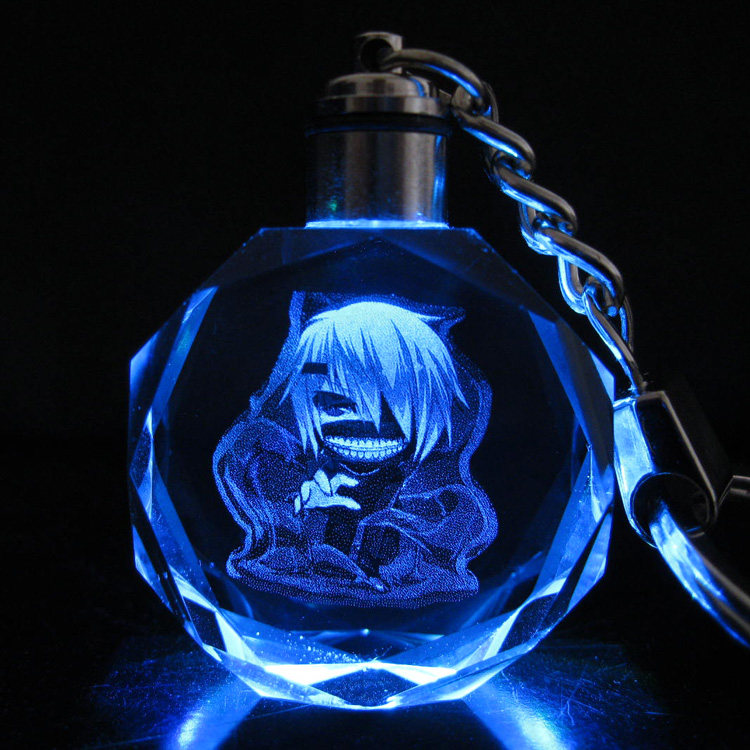 东京食尸鬼挂件 东京喰种周边 金木研动漫LED七彩水晶发光钥匙扣|ruв категории плесень играть/Аниме/вокруг/cos/настольные игры, мультфильм/Аниме, Аниме карты/кулон/канцелярские принадлежности - от Buy2taobao.com для оказания профессиональной услуги покупки агента Taobao