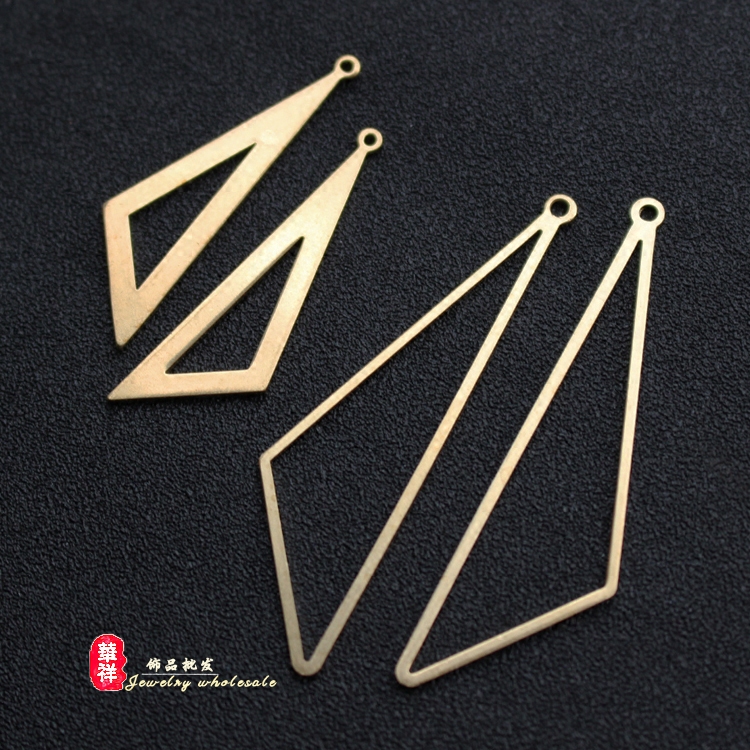 diy金属饰品配件 纯铜边孔空心三角形挂件 黄铜手工耳环吊坠材料