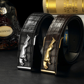 平滑扣腰带头层牛皮真皮男青年百搭 男士 男款 不锈钢捷豹皮带扣韩版